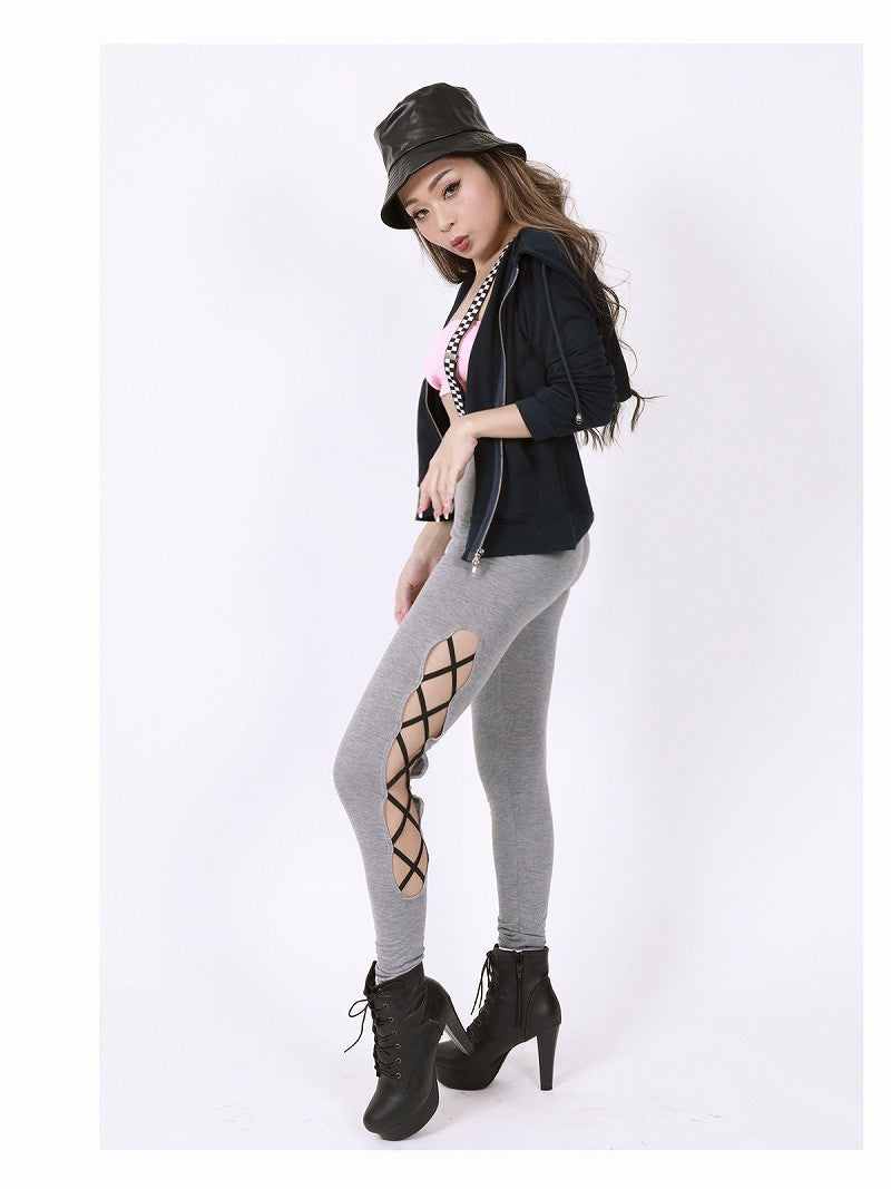 Bombshell leggings leggings long lace-up sexy dancer dance outfit bottoms festival coordination matching large size Bbomb