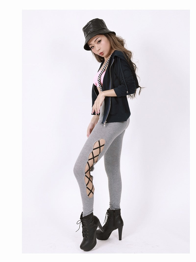 Bombshell leggings leggings long lace-up sexy dancer dance outfit bottoms festival coordination matching large size Bbomb
