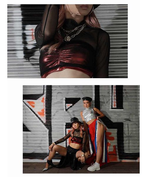 ボムシェル bombshell トップス シースルー メッシュ トップス ハイネック 黒 長袖 sexy ダンサー衣装 フェスコーデ プチプラ bombshell