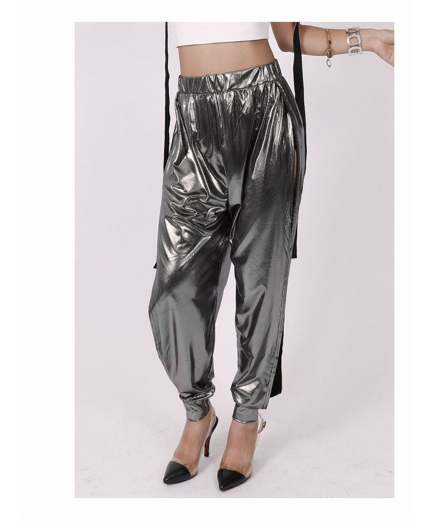ボムシェル bombshell パンツ・サルエルパンツ メタリック ロング sexy 珍しい ロングパンツ ダンス衣装 プチプラ キラキラ イベント ストリート bombshell