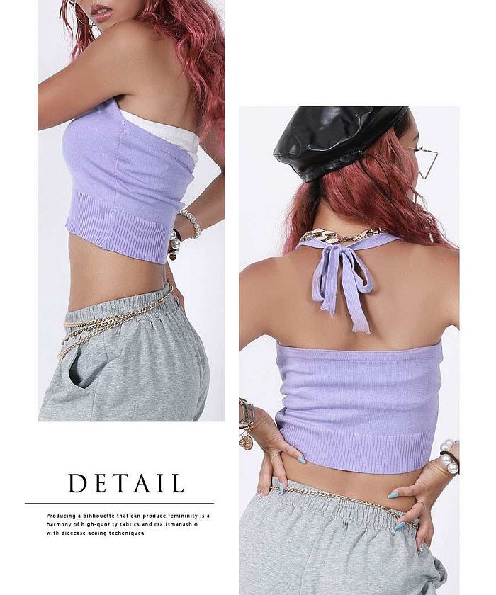 ボムシェル bombshell キャミソール・タンクトップ ニット キャミソール タンクトップ ショート丈 激安 インナー シンプル ダンス衣装 ホルターネック プチプラ Bbomb