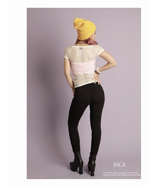 ボムシェル bombshell 半袖カットソー メッシュ トップス フィッシュネット ダンス 衣装 カラバリ豊富 Tシャツ 半袖 蛍光カラー HIPHOP bombshell