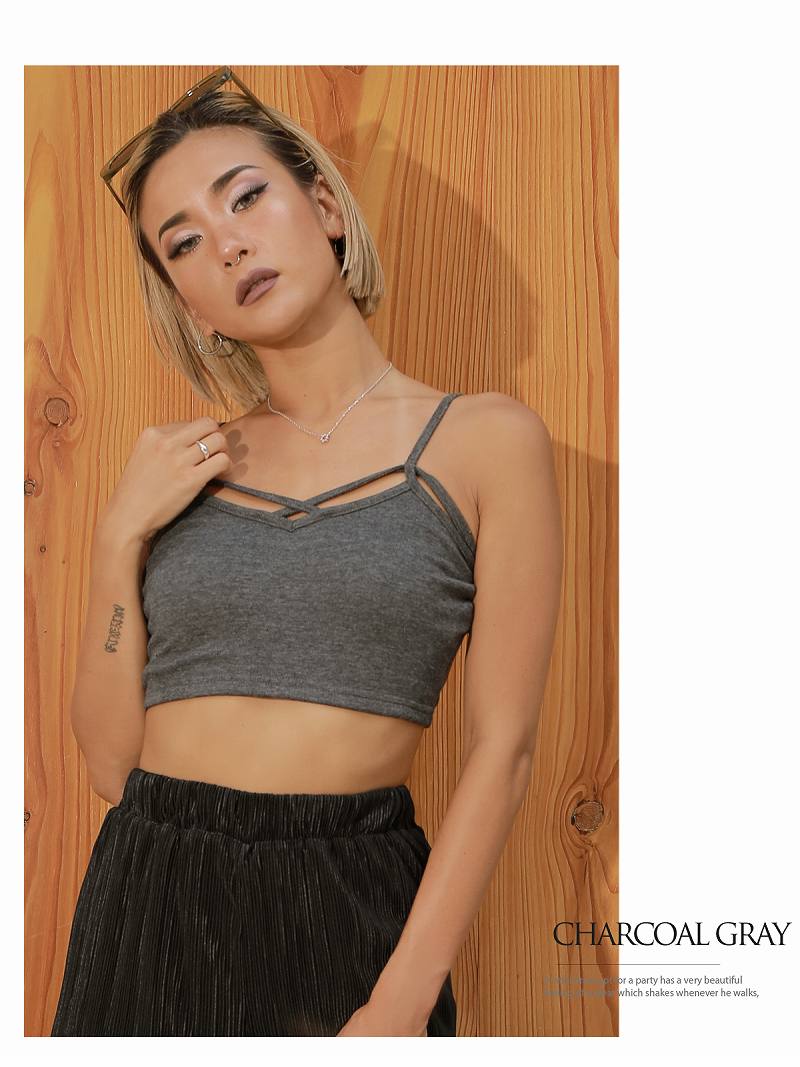 Bombshell camisole tank top with cups, solid color, half top, non-wire, cross, bear top, camisole, stretch, dance, inner bombshell