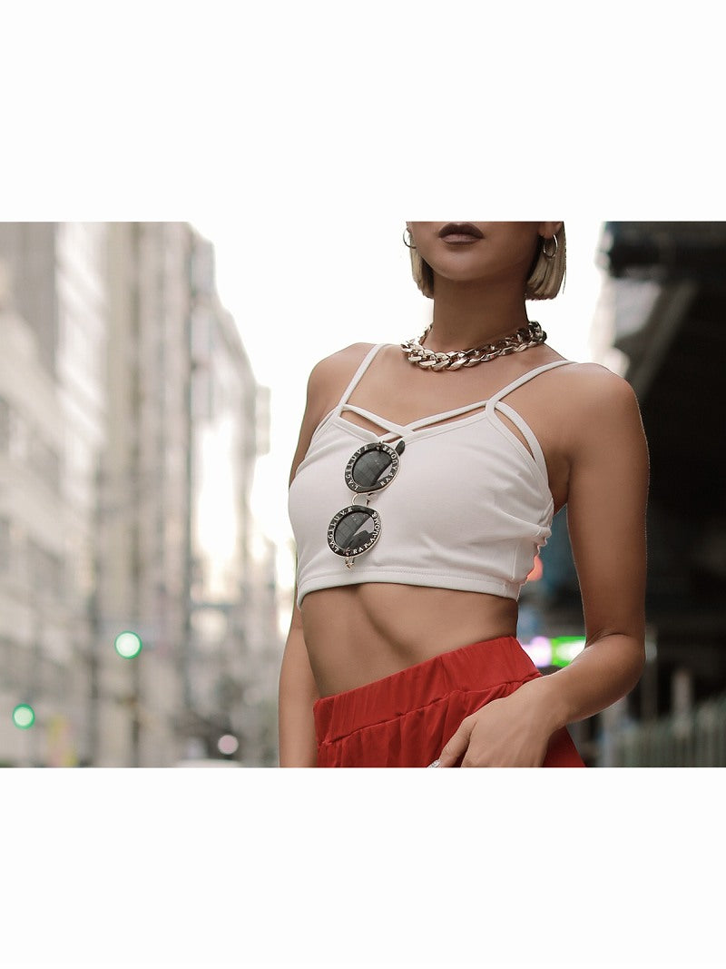 Bombshell camisole tank top with cups, solid color, half top, non-wire, cross, bear top, camisole, stretch, dance, inner bombshell