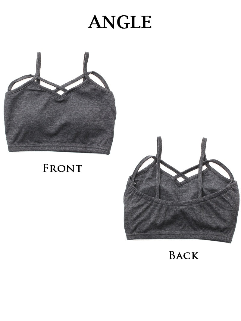 Bombshell camisole tank top with cups, solid color, half top, non-wire, cross, bear top, camisole, stretch, dance, inner bombshell