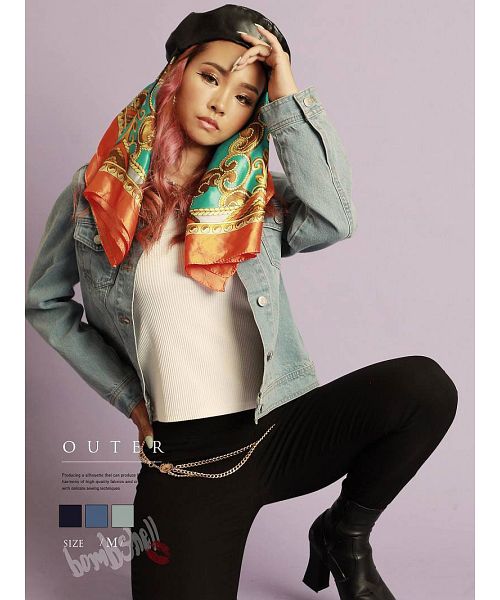 ボムシェル bombshell ジャケット・ブルゾン デニムジャケット ベーシック ブルーデニム Gジャン 定番 ライトアウター ポケット ダンス カジュアル 衣装 Bbomb