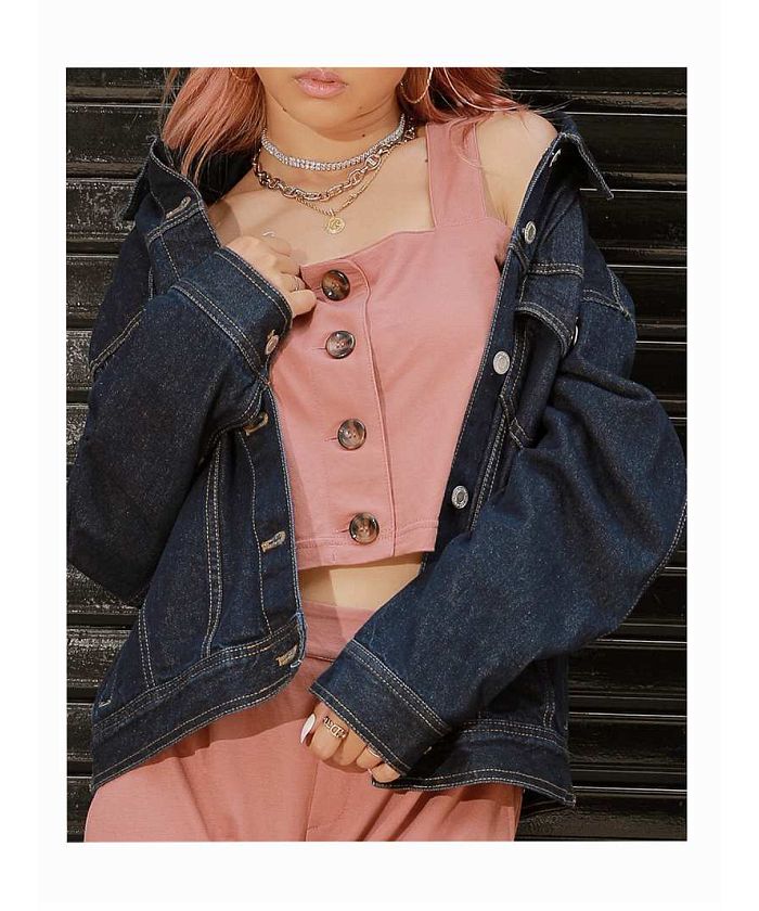 Bombshell jacket / blouson denim big silhouette blue ladies oversized G jacket outerwear simple Bbomb