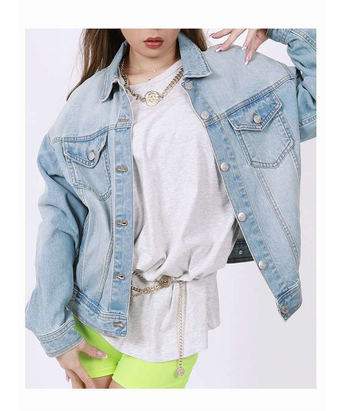 Bombshell jacket / blouson denim big silhouette blue ladies oversized G jacket outerwear simple Bbomb