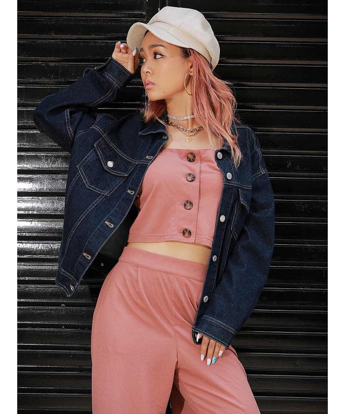 Bombshell jacket / blouson denim big silhouette blue ladies oversized G jacket outerwear simple Bbomb