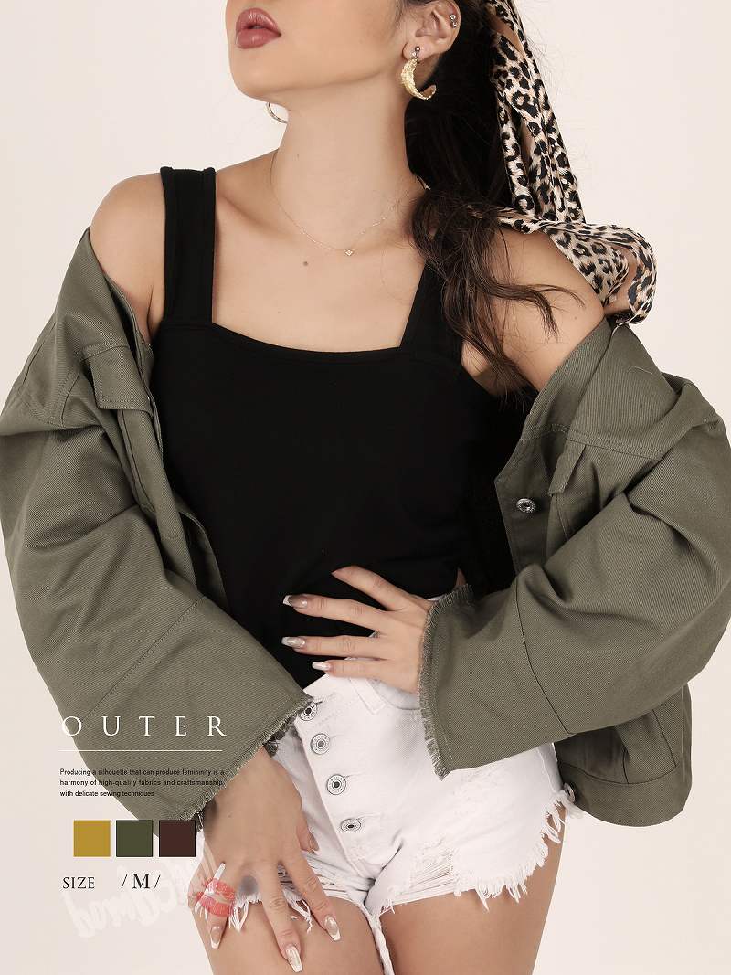 ボムシェル bombshell ジャケット・ブルゾン 肩落とし ノーカラージャケット アウター ジャケット レディース シンプル ライトアウター カラージャケット ダンス 衣装 Bbomb