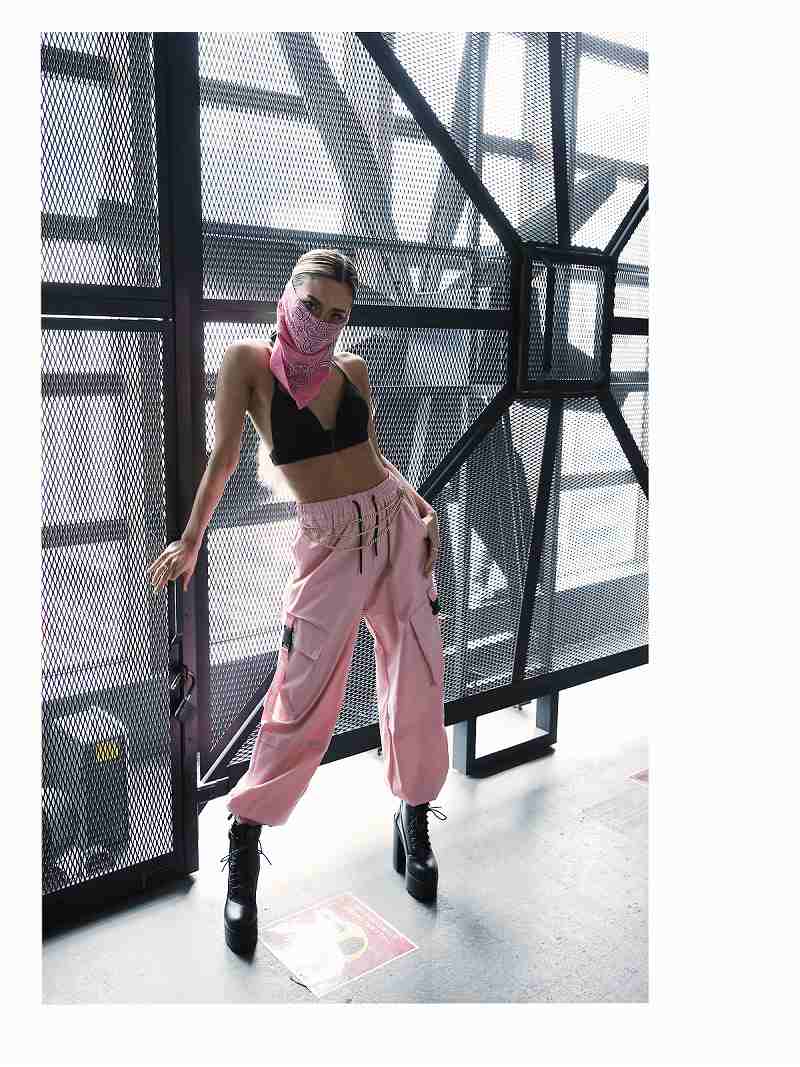 ボムシェル bombshell クラブダンサービキニ ビキニ 水着 ネオンカラー ホルターネック ビビッド ダンス衣装 ジッパー ハイウエスト 韓国風 レディース bombshell【返品不可商品】 （ピンク） ピンク