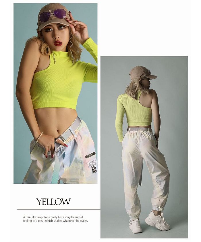 Bombshell long sleeve cut-and-sew crop top with cutouts, imported dancer sexy top, rib knit mini Bbomb
