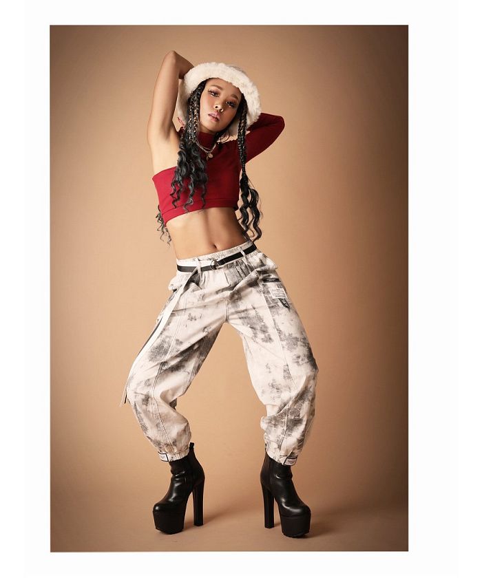 Bombshell long sleeve cut-and-sew crop top with cutouts, imported dancer sexy top, rib knit mini Bbomb