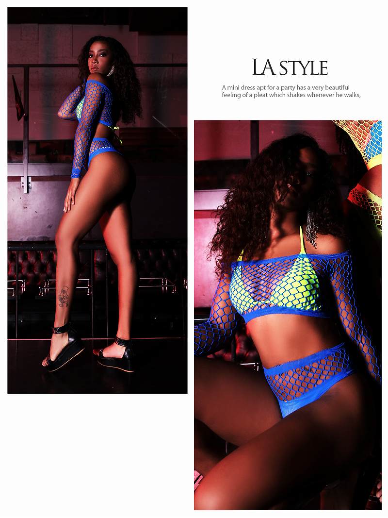 Bombshell setup sexy see-through mesh setup dancer costume bikini erotic stretchy flashy dance costume bombshell