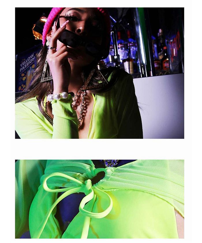 ボムシェル bombshell クラブダンサービキニ ビキニ ネオンカラー レディース 水着 ビビッド 見せブラ ダンスウェア 蛍光色 ホルターネック ナイトプール bombshell【返品不可商品】