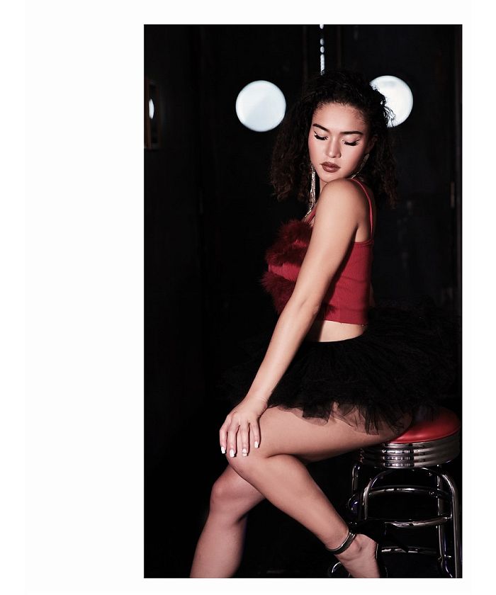 ボムシェル bombshell キャミソール・タンクトップ ショート丈 フェイクファー キャミソール ふわふわ トップス ダンス衣装 ショーダンス ステージ衣装 クラブ 舞台衣装 bombsh