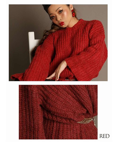 ボムシェル bombshell ニット ボリューム セーター トレーナー 長袖 ボリューム袖 ニットワンピース オーバーサイズ ビッグサイズ 起毛 ストリートファッション Bbomb