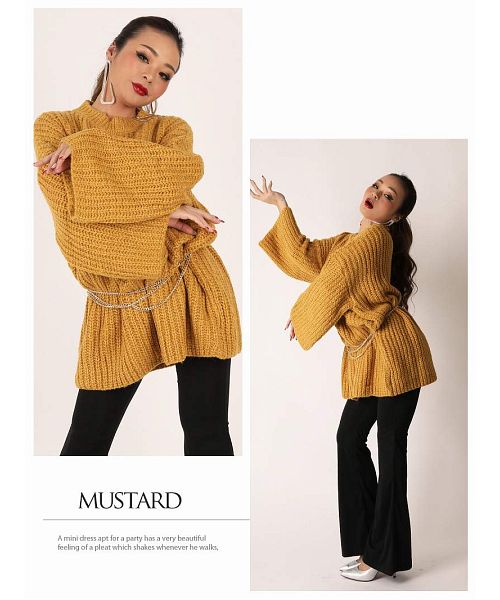 ボムシェル bombshell ニット ボリューム セーター トレーナー 長袖 ボリューム袖 ニットワンピース オーバーサイズ ビッグサイズ 起毛 ストリートファッション Bbomb