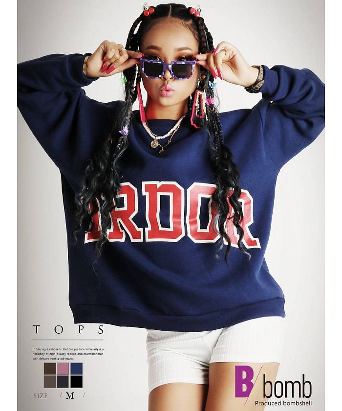 ボムシェル bombshell パーカー・トレーナー 裏起毛 オーバーサイズ トレーナー ロゴ スポーティ 長袖トップス B系 ストリート系 ヒップホップ ビッグサイズ Bbomb