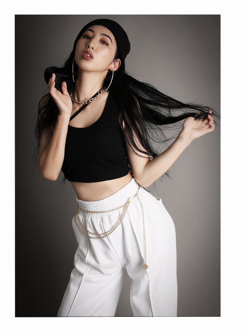Bombshell camisole tank top tank top tops with cups asymmetrical one-shoulder sexy cropped midriff rib knit vivid color Bb