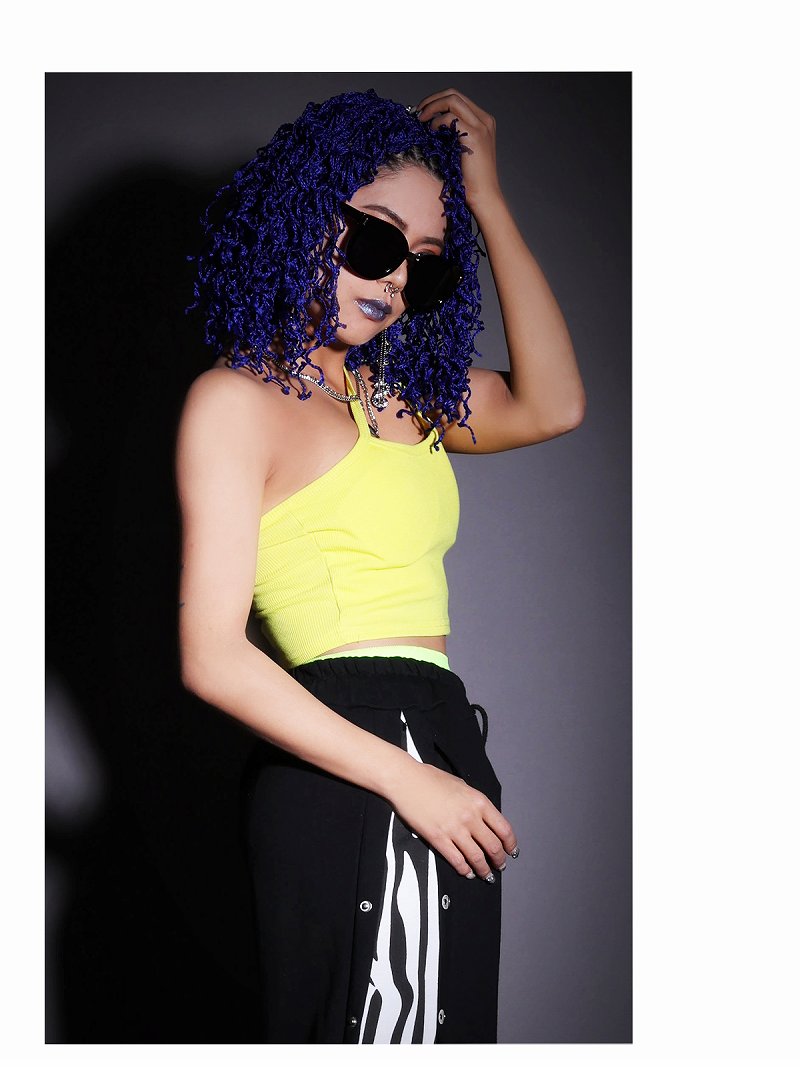 Bombshell camisole tank top tank top tops with cups asymmetrical one-shoulder sexy cropped midriff rib knit vivid color Bb
