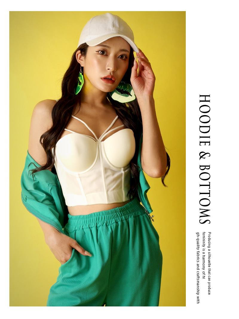 ボムシェル bombshell セットアップ セットアップ 半袖 サイドカット ジップ ミニ トップス ワイドパンツ フード ポケット インポート Bbomb