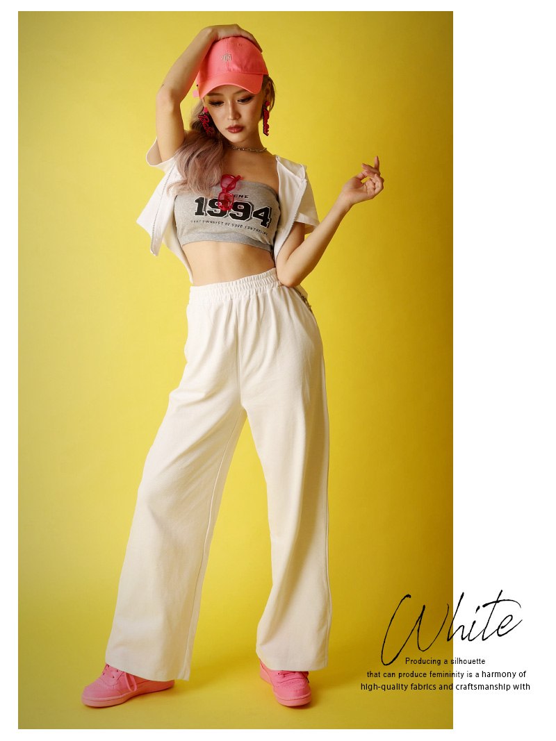 ボムシェル bombshell セットアップ セットアップ 半袖 サイドカット ジップ ミニ トップス ワイドパンツ フード ポケット インポート Bbomb