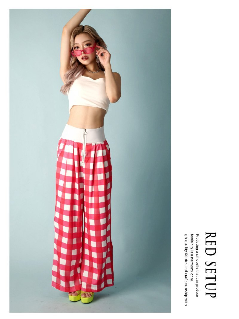 Bombshell setup flashy bicolor cropped length summer leg-lengthening effect photogenic retro Korean Y2K elastic waist Bbomb