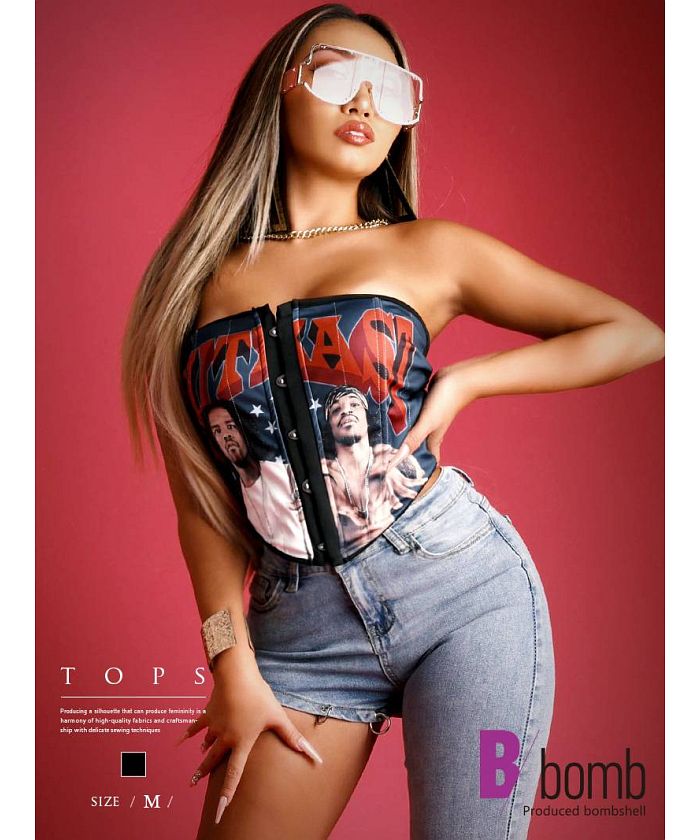 ボムシェル bombshell ブラトップ・チューブトップ・ベアトップ ロック コルセット チューブトップ 派手 セクシー ビスチェ 海外 ダンサー 個性派 インポート Bbomb