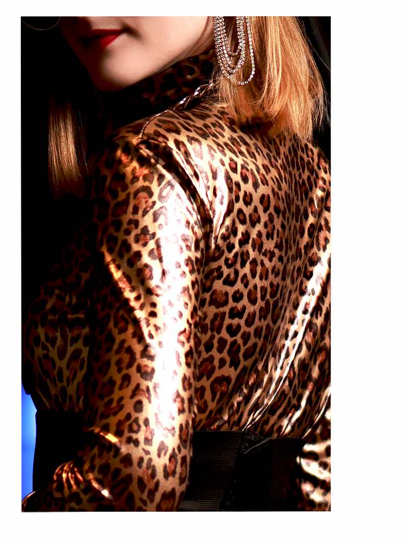 ボムシェル bombshell オールインワンサロペット レオパード 全身スーツ 仮装 コスチューム ハロウィン クール ダンス衣装 合皮 派手柄 猫 bombshell