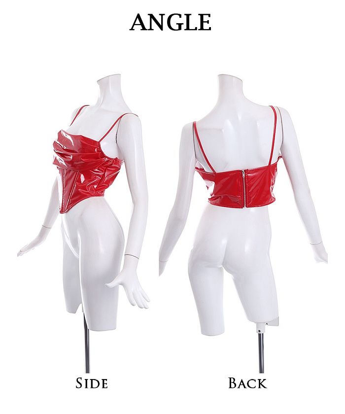 Bombshell camisole tank top flashy sexy corset-style Enamel camisole bondage dance outfit club import short length bombshell