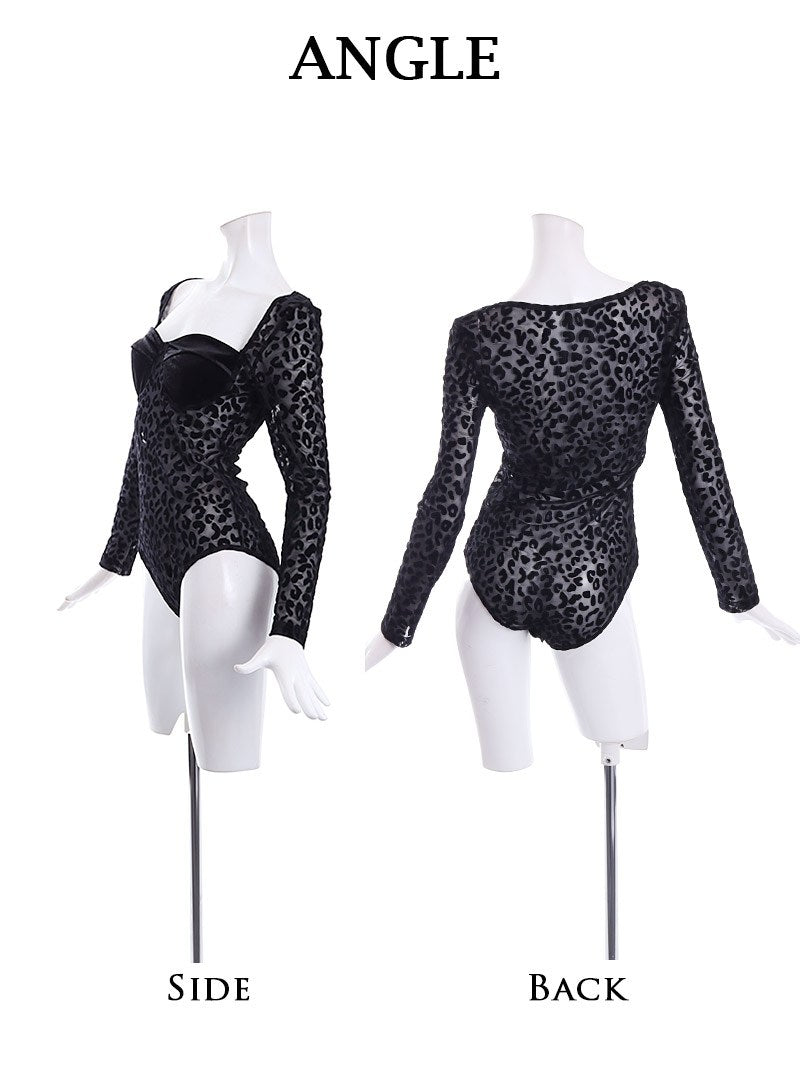 ボムシェル bombshell レオタード ボディースーツ ヒョウ柄 エロい レオタード 黒 インポート ステージ衣装 セクシー シースルー タトゥーメッシュ bombshell