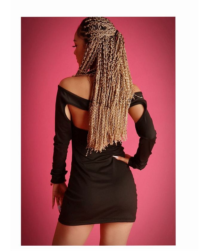 ボムシェル bombshell ワンピース 黒 タイト sexy アームカバー エロい ストレッチ 夜遊び ミニ ストレッチ ダンサー Bbomb