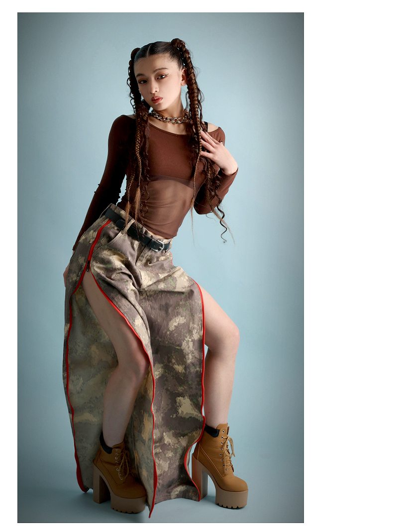 ボムシェル bombshell 長袖カットソー Y2K ギャルファッション 無地 メッシュトップス オフショル おしゃれTシャツ ホルターネック 平成ギャル GAL 長袖 Bbomb