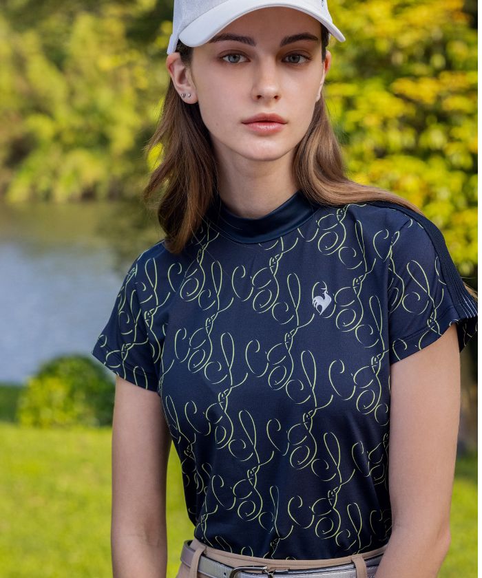 le coq sportif golf All-over Logo Design Short Sleeve Shirt 【RIJOUME】【Outlet】