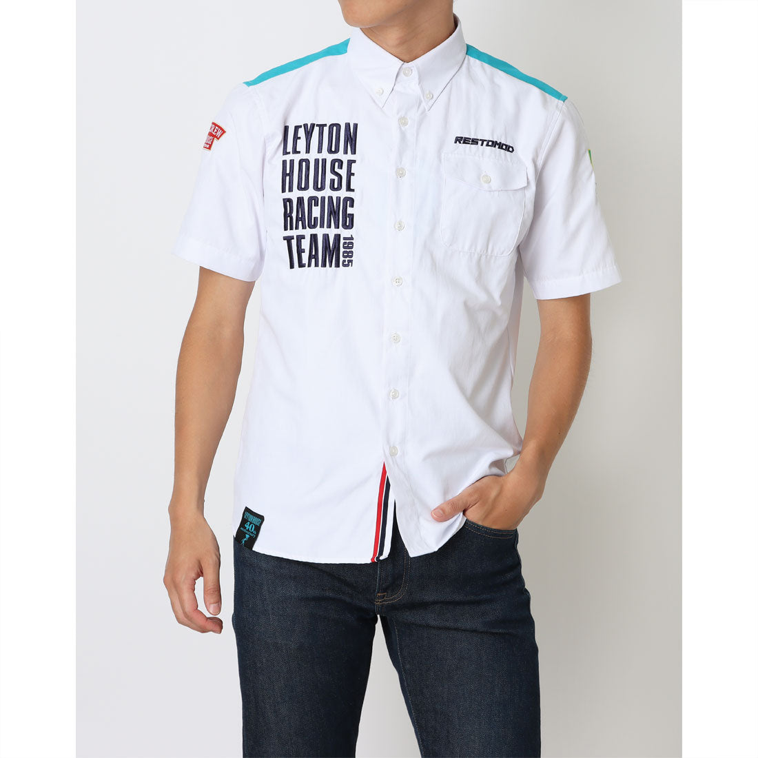レイトンハウス LEYTON HOUSE LEYTON HOUSE レイトンハウス アニバーサリーモデル メンズ 半袖 レーシングシャツ （ホワイト） ホワイト