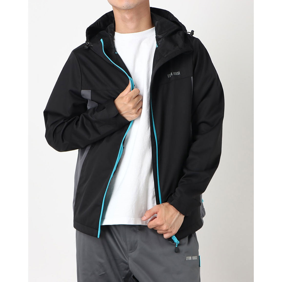 レイトンハウス LEYTON HOUSE LEYTON HOUSE メンズ防風ジャケット,BLACK×GREY