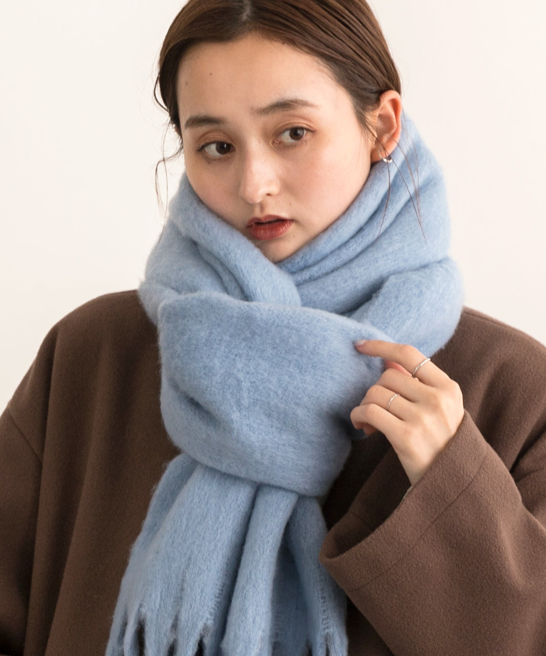 アドティエ ad thie 蓬鬆起毛 彩色圍巾