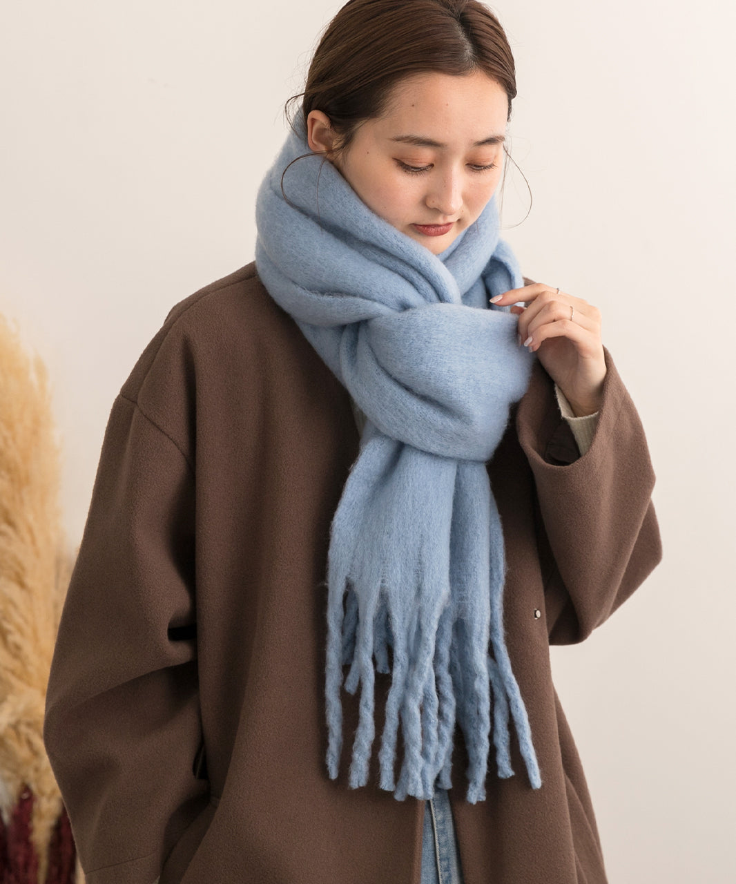 アドティエ ad thie 蓬鬆起毛 彩色圍巾