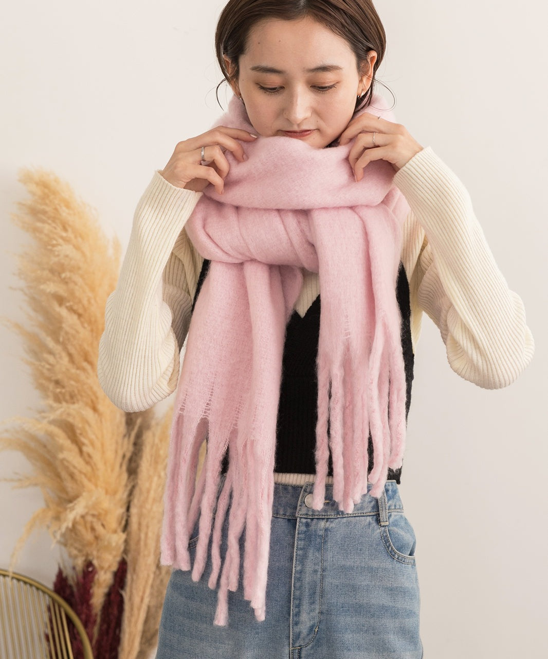 アドティエ ad thie 蓬鬆起毛 彩色圍巾