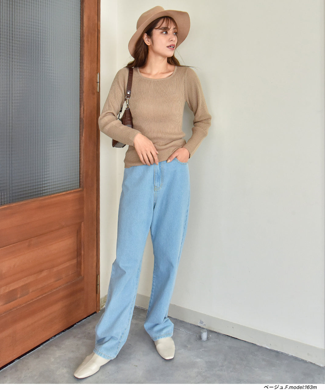 アドティエ ad thie スクエアーニット リブニット トップス レディース 薄手生地 シンプル 長袖 フェミニン カラバリ豊富 秋 冬 （ピンクパープル） ピンクパープル