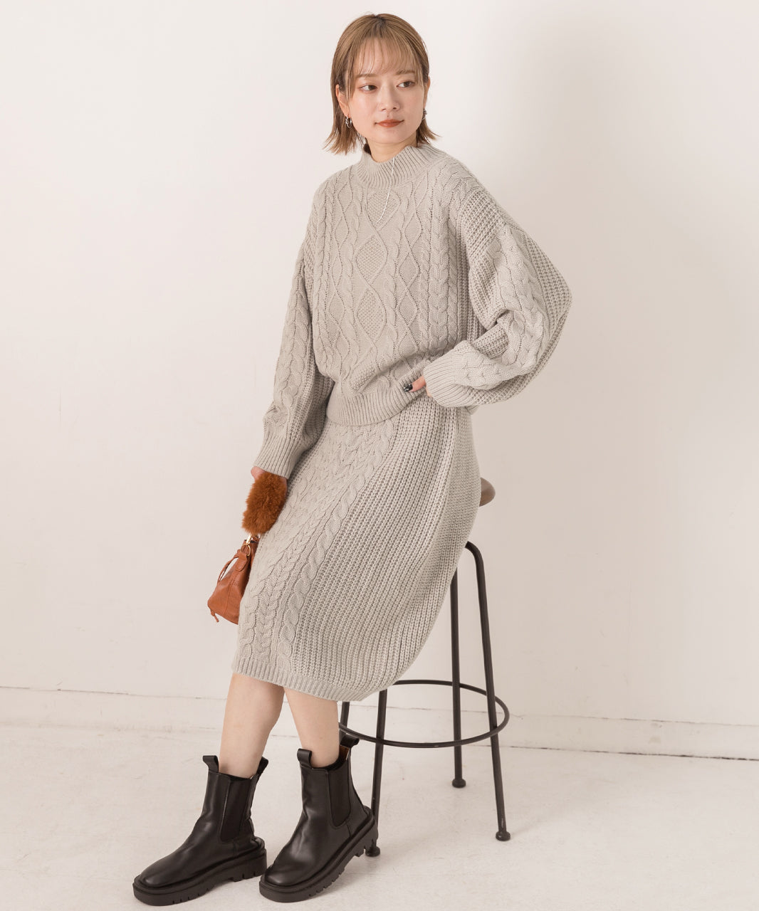 アドティエ ad thie ケーブルニットセットアップ