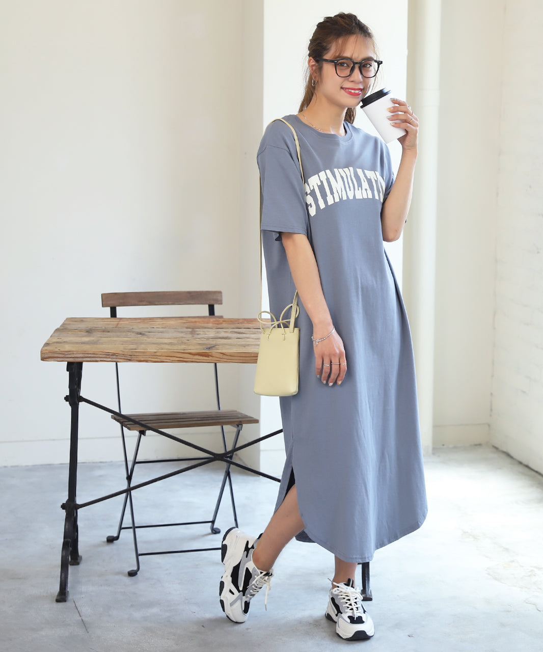 Adthie T-shirt dress short sleeve logo sweatshirt logo print with slit summer
