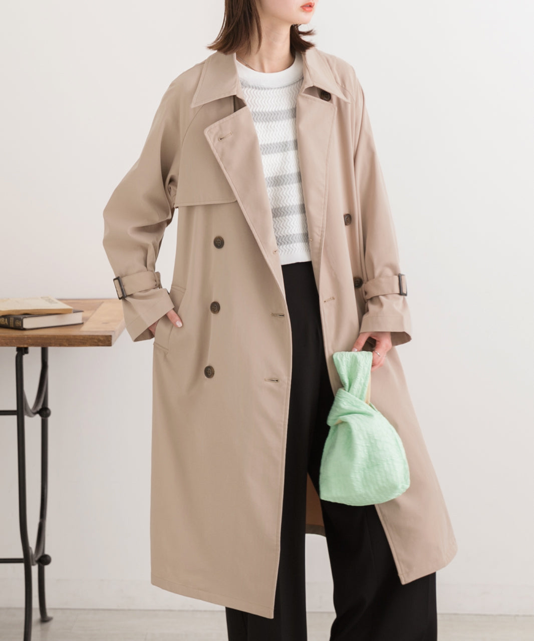 Ad Thie Candy Sleeve Sten Collar Trench Coat Autumn Clothes Autumn Winter Clothes Winter