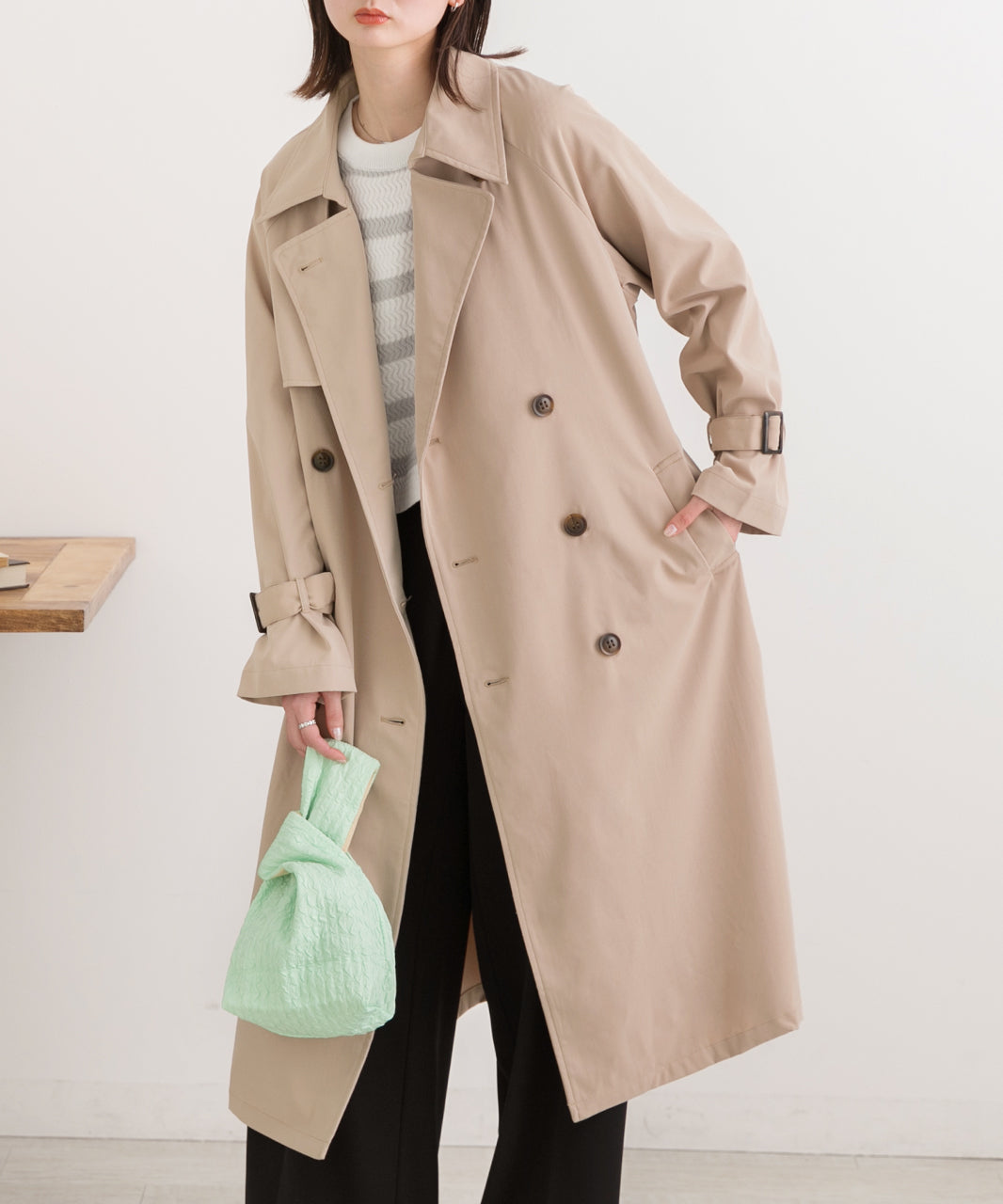 Ad Thie Candy Sleeve Sten Collar Trench Coat Autumn Clothes Autumn Winter Clothes Winter