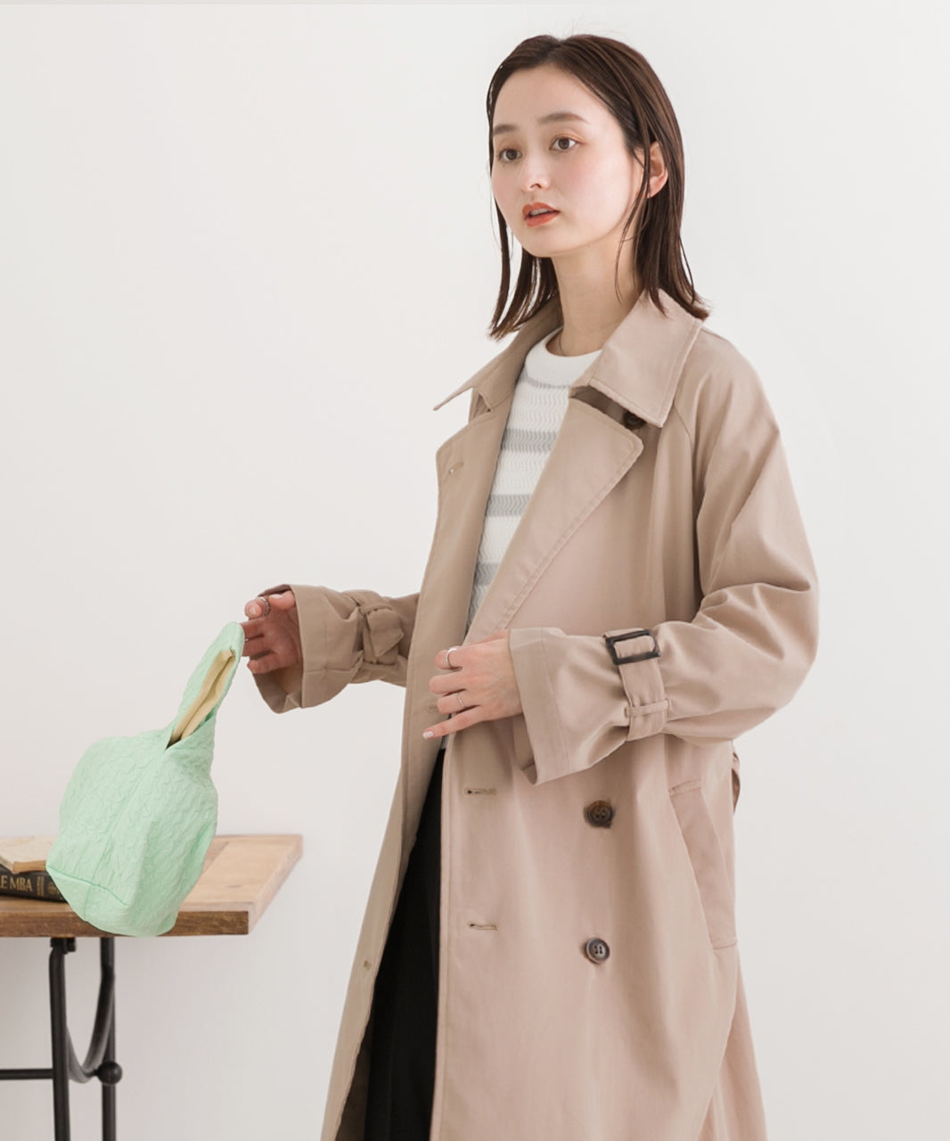 Ad Thie Candy Sleeve Sten Collar Trench Coat Autumn Clothes Autumn Winter Clothes Winter