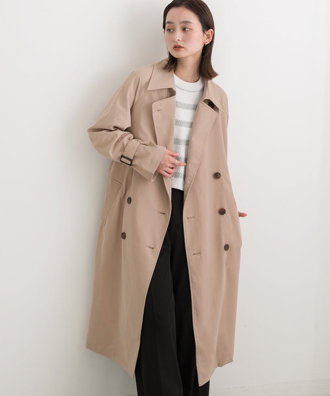 Ad Thie Candy Sleeve Sten Collar Trench Coat Autumn Clothes Autumn Winter Clothes Winter