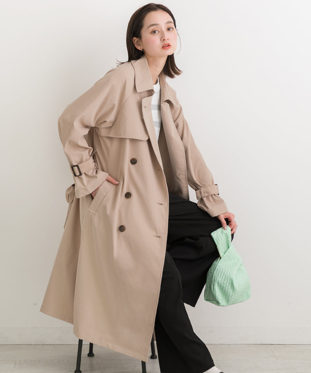 Ad Thie Candy Sleeve Sten Collar Trench Coat Autumn Clothes Autumn Winter Clothes Winter