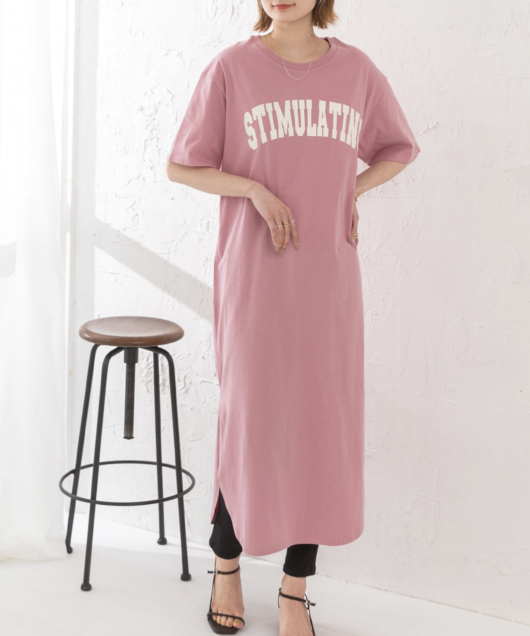Adthie T-shirt dress short sleeve logo sweatshirt logo print with slit summer