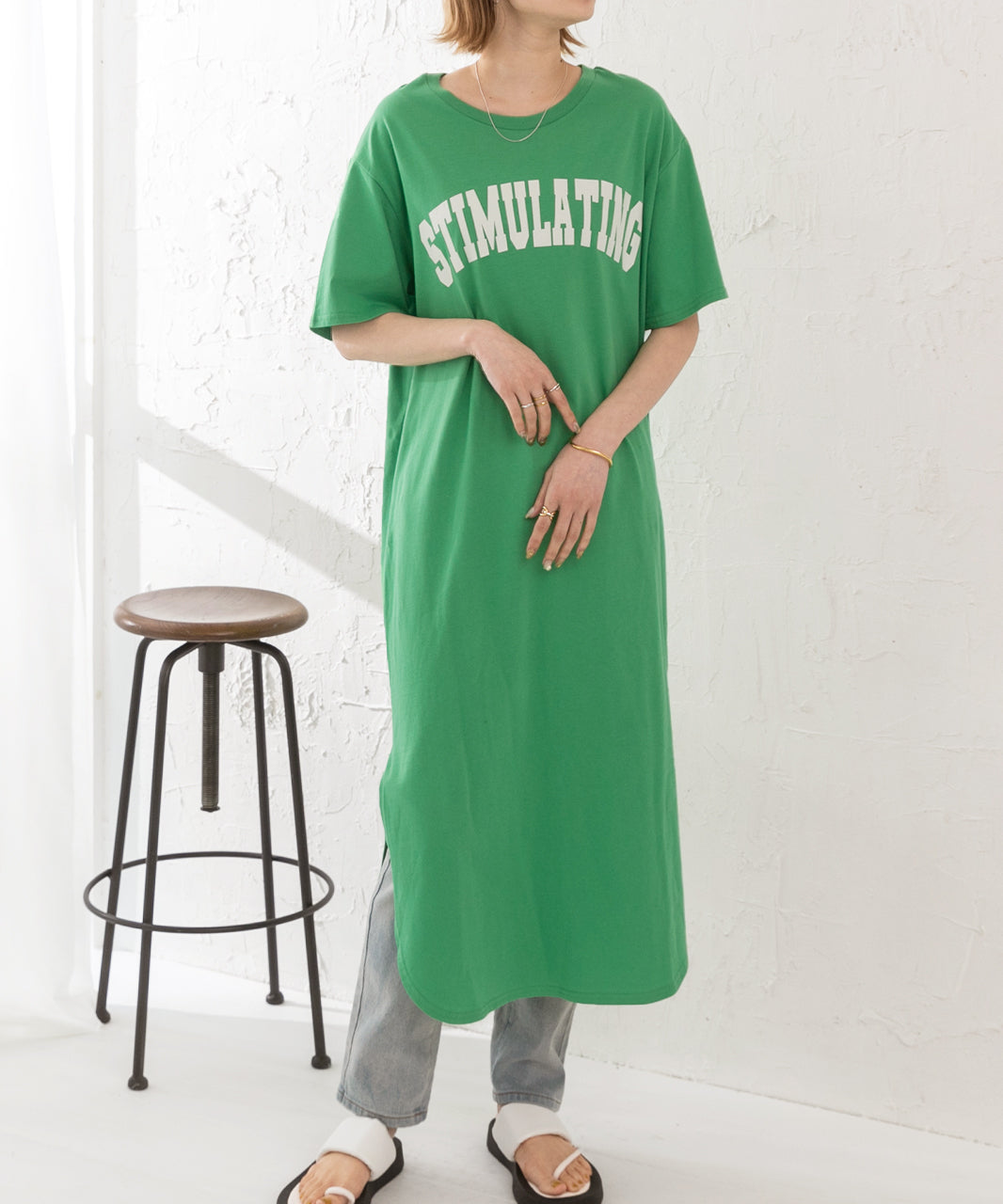 Adthie T-shirt dress short sleeve logo sweatshirt logo print with slit summer
